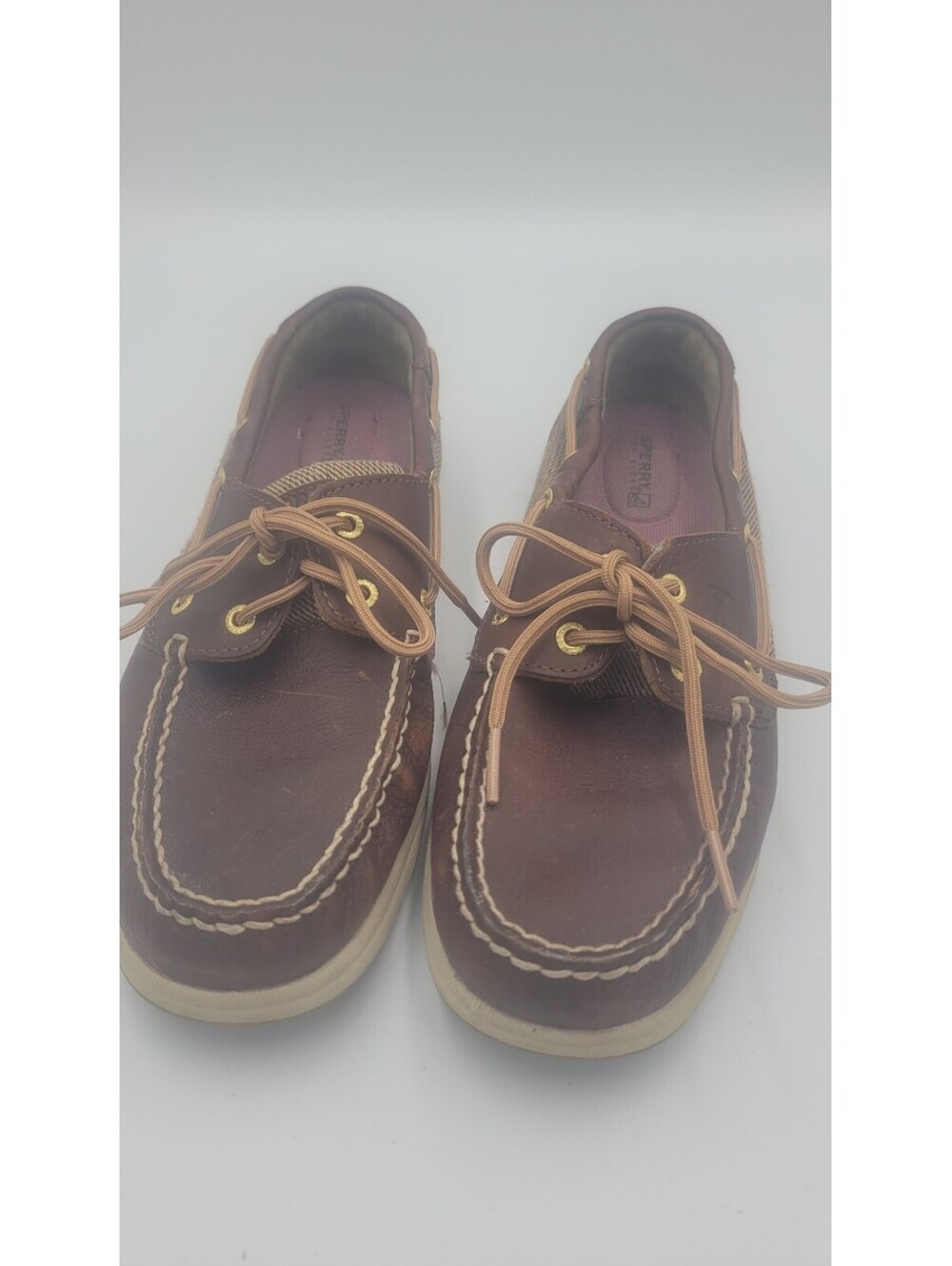 Sperry Women's Brown Leather and Man-Made Upper Boat Shoes Size 8M